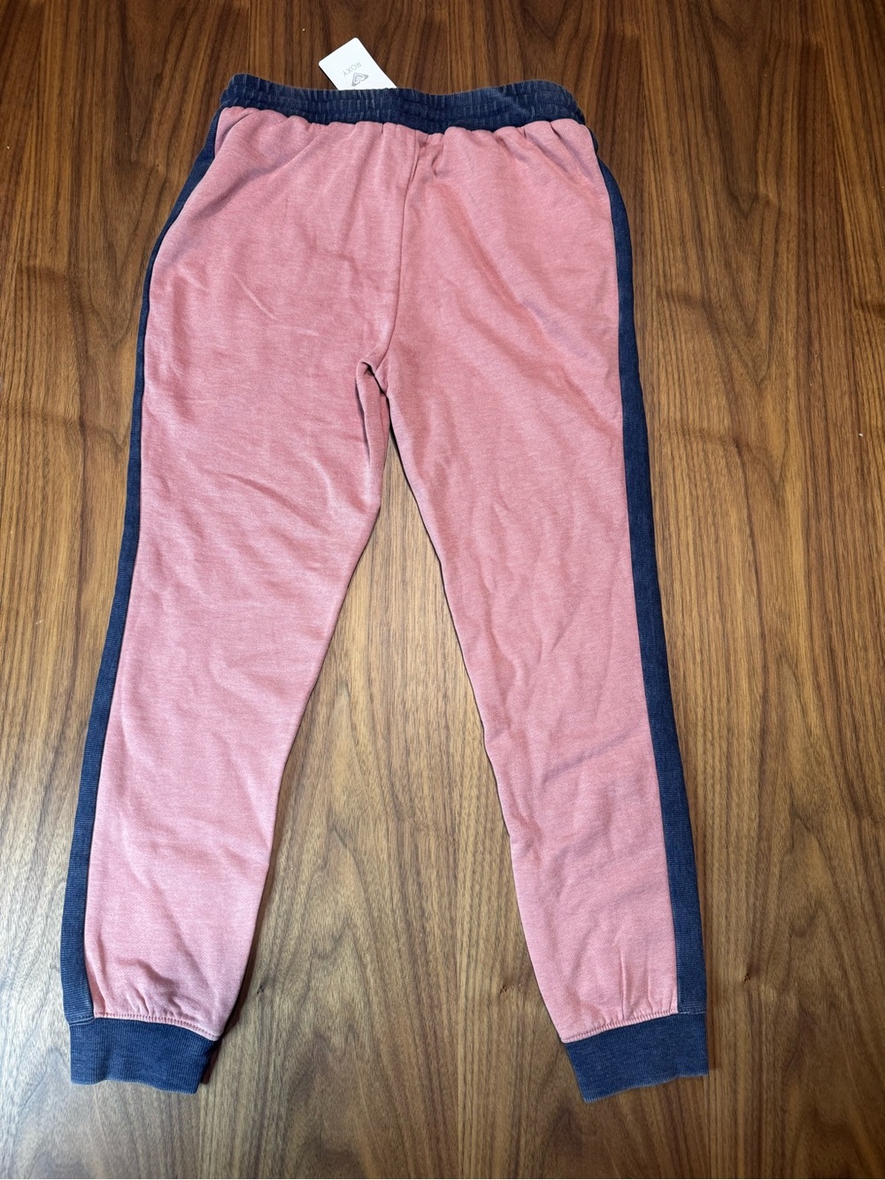 Roxy Pink Jumpsuit-Style Romper with Navy Side Trim